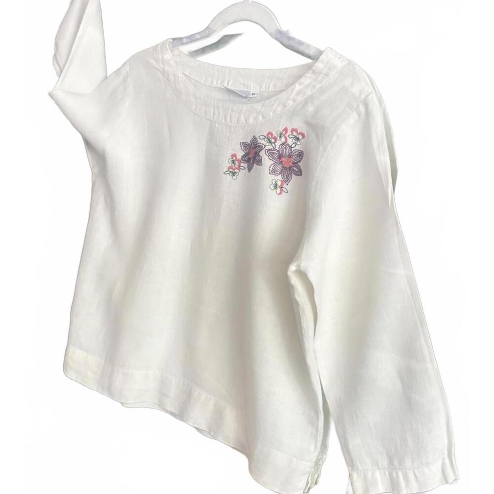 Hot Cotton By Marc Ware Embroidered Linen Shirt
